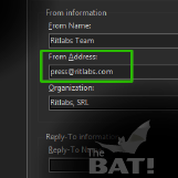 How to send emails from a different address or alias in The Bat!